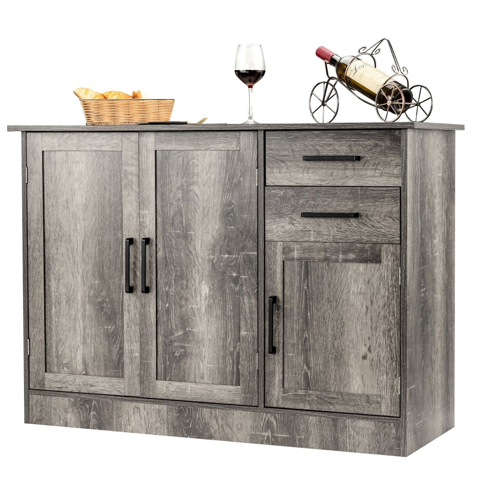 Buffet Storage Cabinet  Kitchen Sideboard with 2 Drawers, Gray Sideboards Cabinets & Buffets   at Gallery Canada