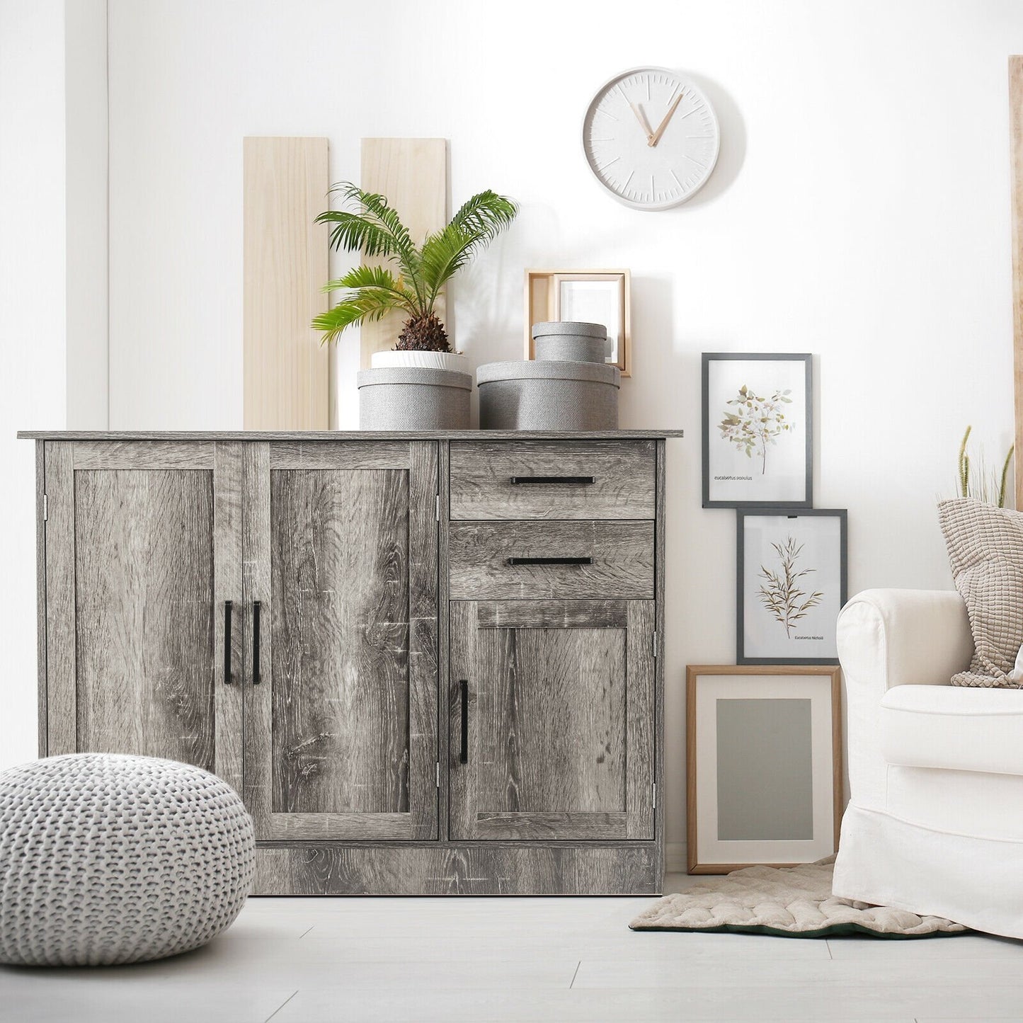 Buffet Storage Cabinet  Kitchen Sideboard with 2 Drawers, Gray Sideboards Cabinets & Buffets   at Gallery Canada