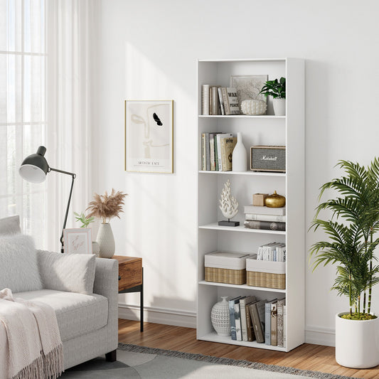 5-Shelf Storage Bookcase Modern Multi-Functional Display Cabinet, White - Gallery Canada