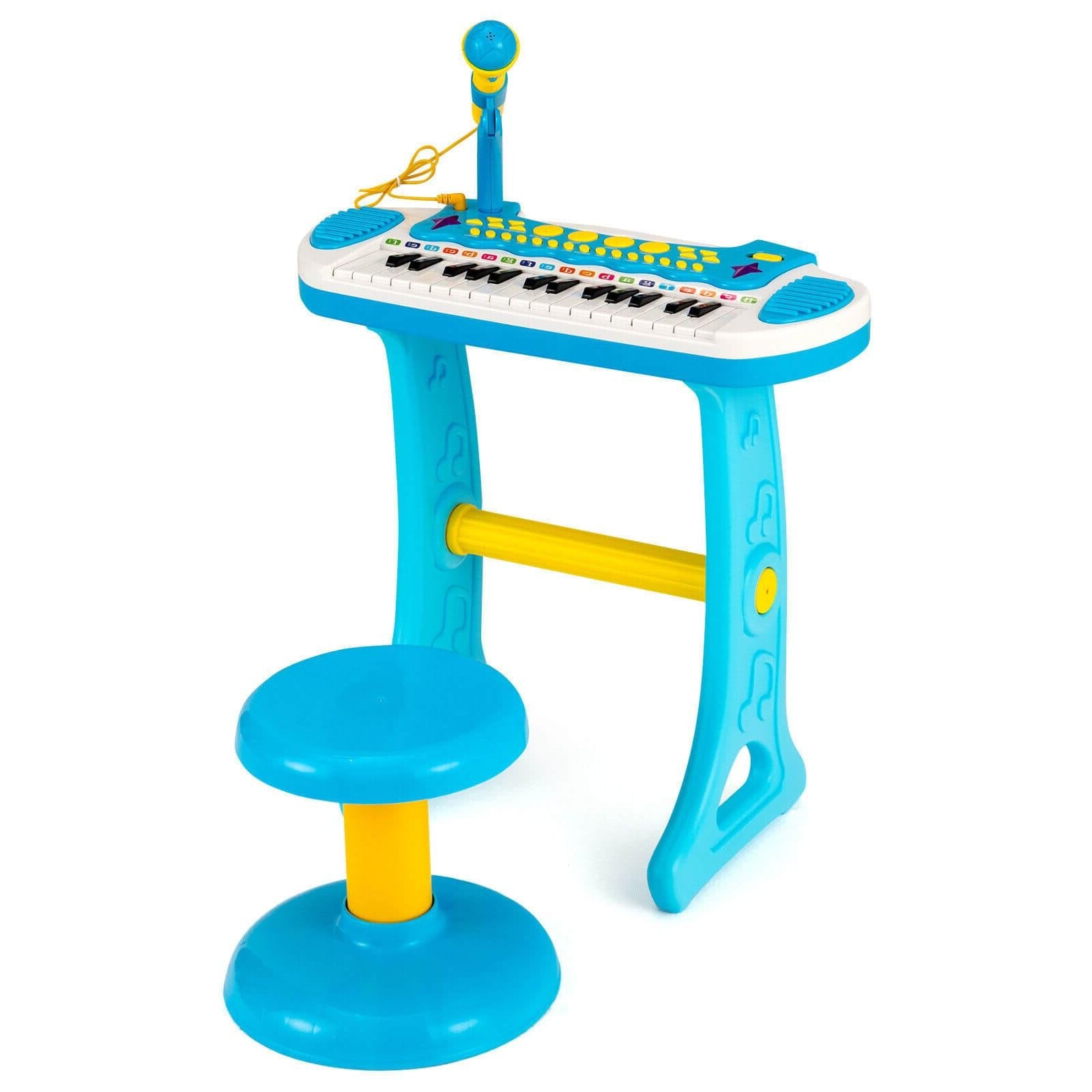 31-Key Kids Piano Keyboard Toy with Microphone and Multiple Sounds for Age 3+, Blue Musical Toys   at Gallery Canada