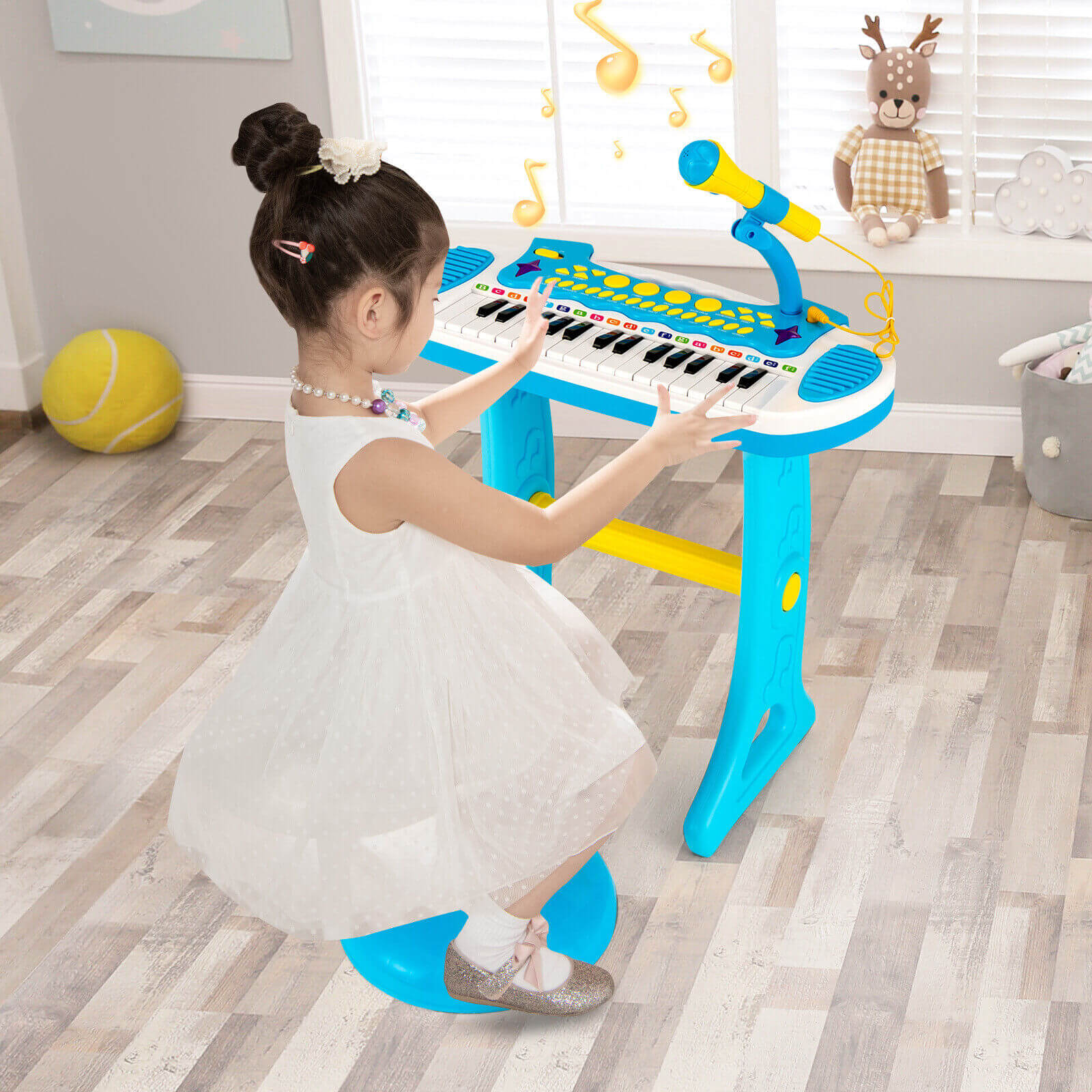 31-Key Kids Piano Keyboard Toy with Microphone and Multiple Sounds for Age 3+, Blue Musical Toys   at Gallery Canada