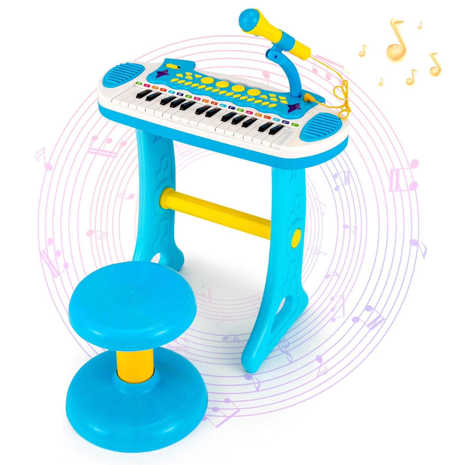 31-Key Kids Piano Keyboard Toy with Microphone and Multiple Sounds for Age 3+, Blue Musical Toys   at Gallery Canada