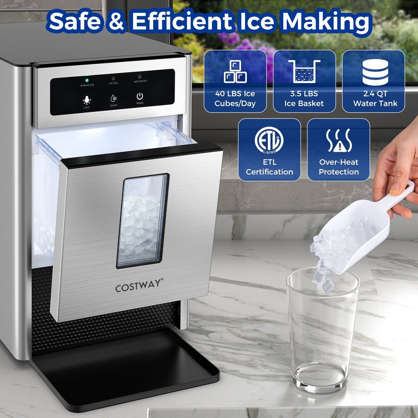 Countertop Nugget Ice Maker with Ice Scoop and Water Tray Ice Makers   at Gallery Canada