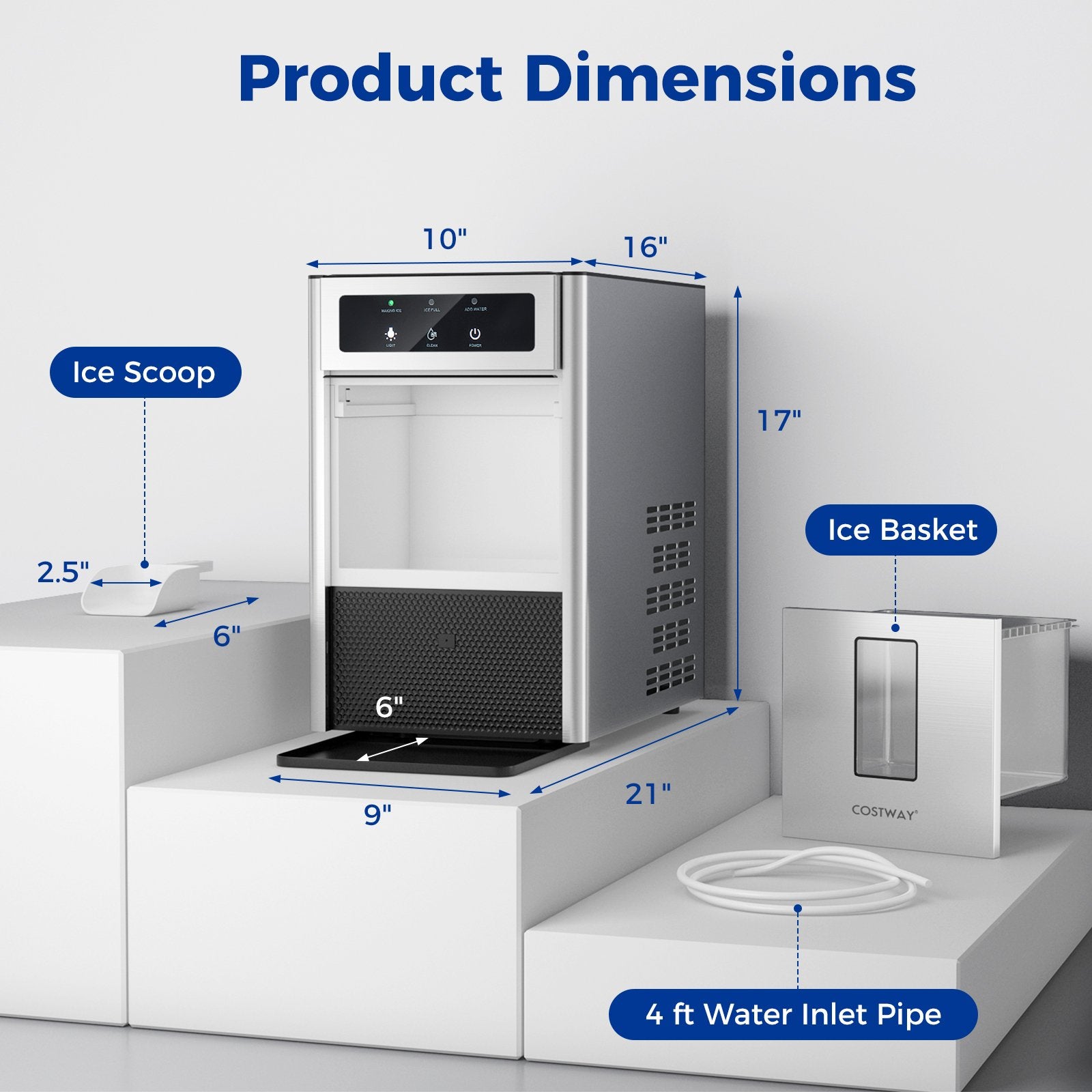 Countertop Nugget Ice Maker with Ice Scoop and Water Tray Ice Makers   at Gallery Canada