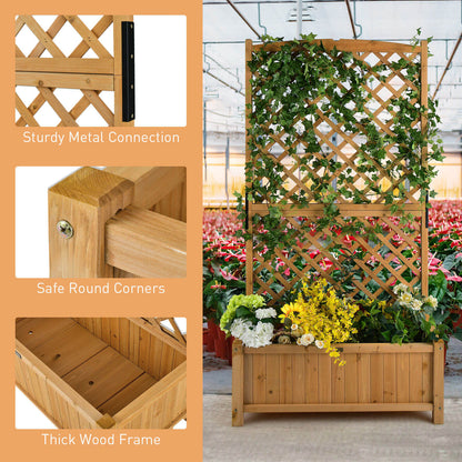 Planter Raised Bed with Trellis for Plant Flower Climbing, Natural - Gallery Canada