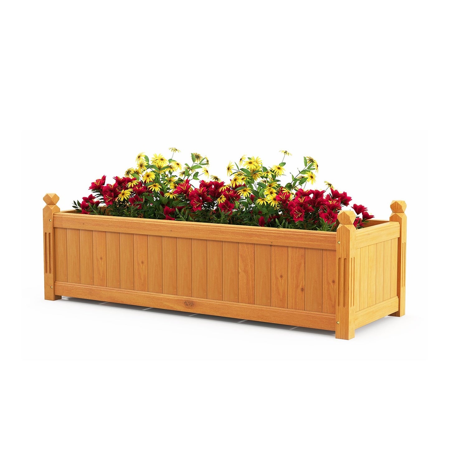 Wooden Rectangular Garden Bed with Drainage System, Natural - Gallery Canada