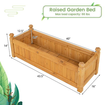 Wooden Rectangular Garden Bed with Drainage System, Natural Raised Garden Beds   at Gallery Canada