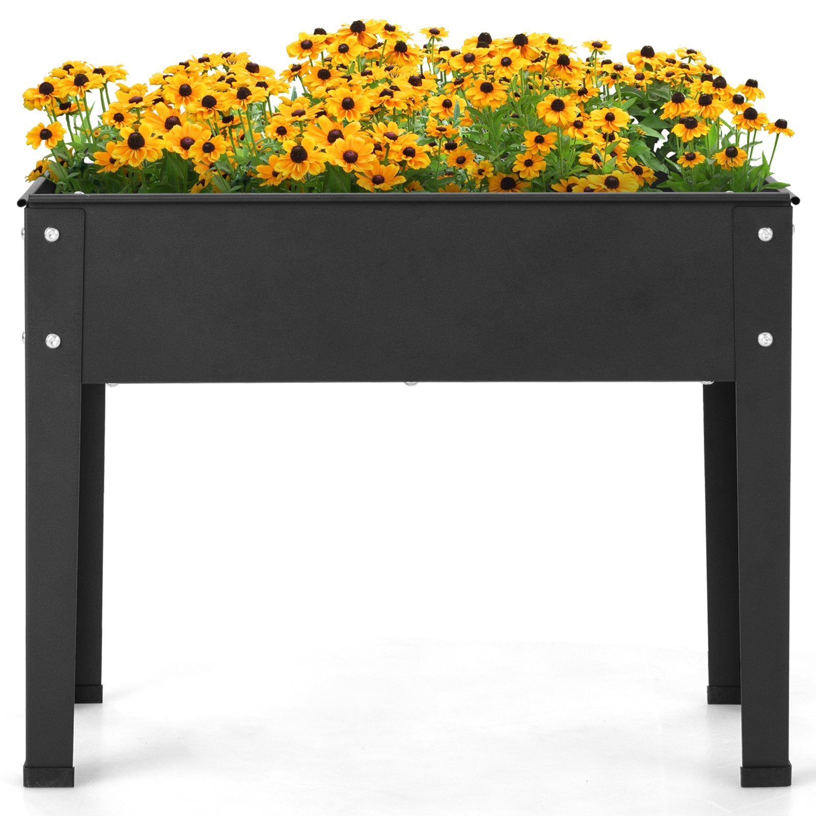 Metal Raised Garden Bed with Legs and Drainage Hole for Vegetable Flower-24 x 11 x 18 inches, Black - Gallery Canada