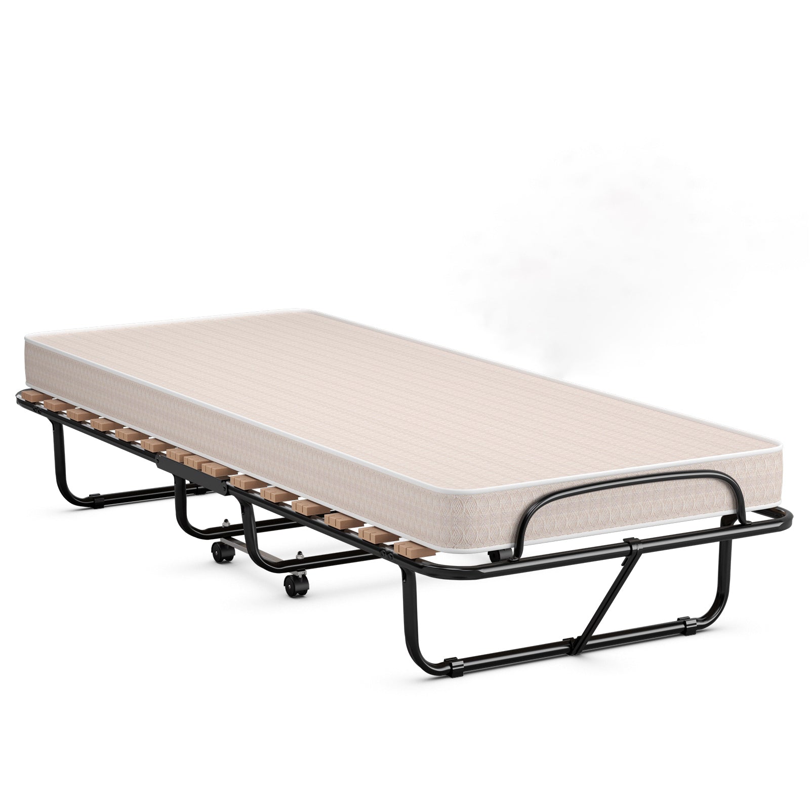 75 x 31.5 Inch Folding Guest Bed with Memory Foam Mattress for Adult, Black & White Folding Beds at Gallery Canada