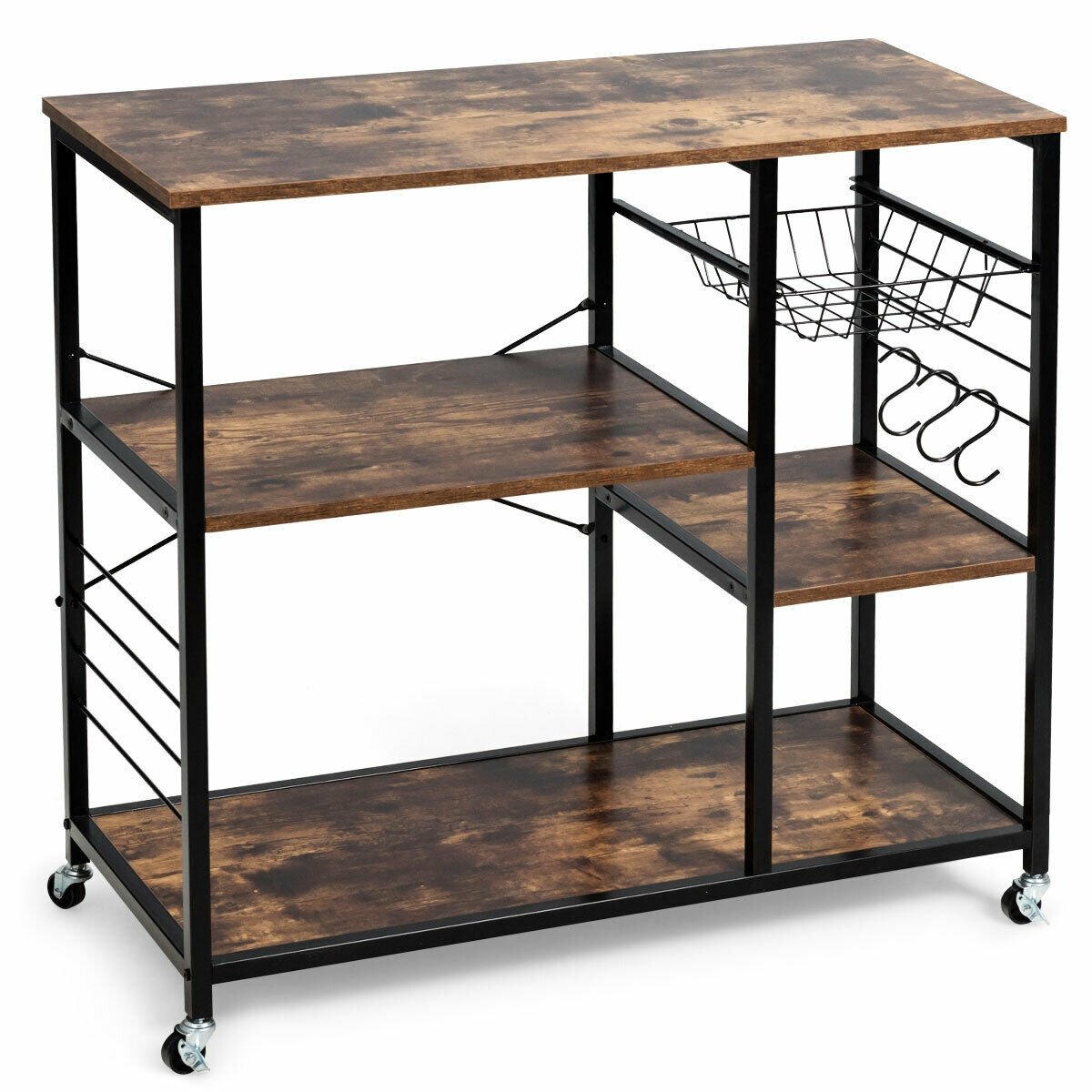 Rolling Industrial Kitchen Baker’s Storage Shelf, Brown Baker's Racks   at Gallery Canada