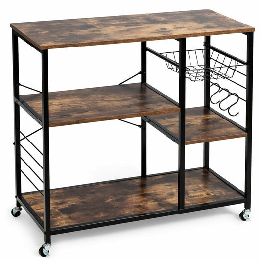 Rolling Industrial Kitchen Baker’s Storage Shelf, Brown Baker's Racks   at Gallery Canada