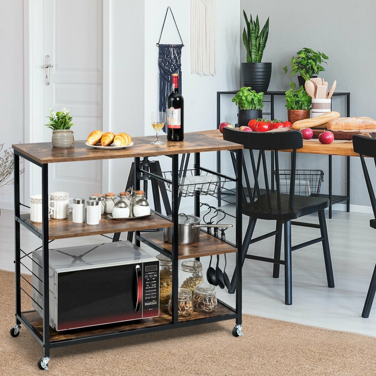 Rolling Industrial Kitchen Baker’s Storage Shelf, Brown Baker's Racks   at Gallery Canada