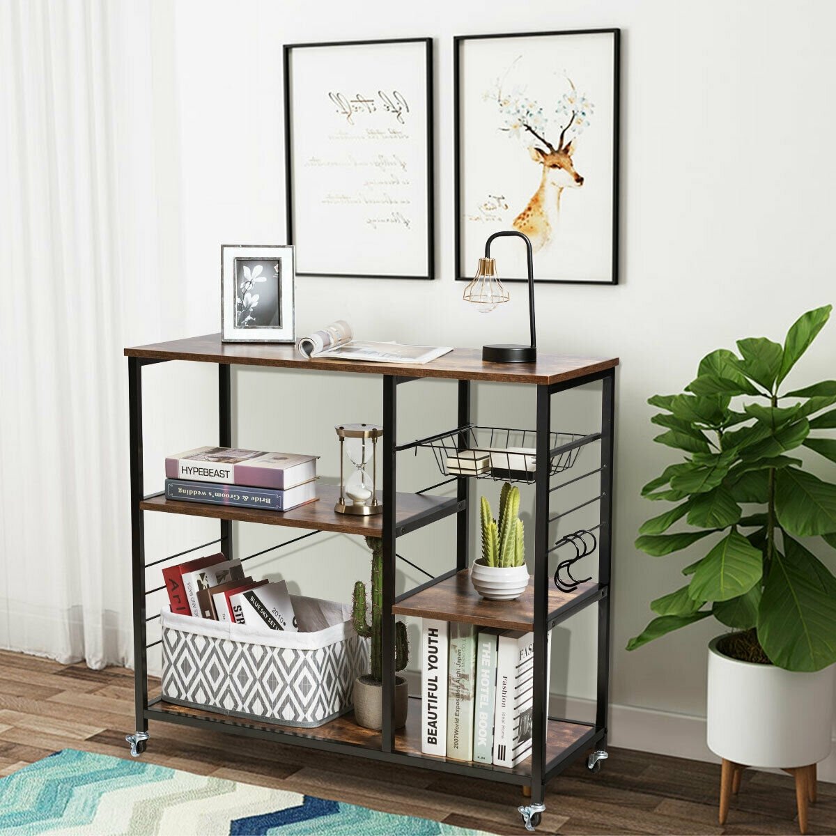 Rolling Industrial Kitchen Baker’s Storage Shelf, Brown Baker's Racks   at Gallery Canada