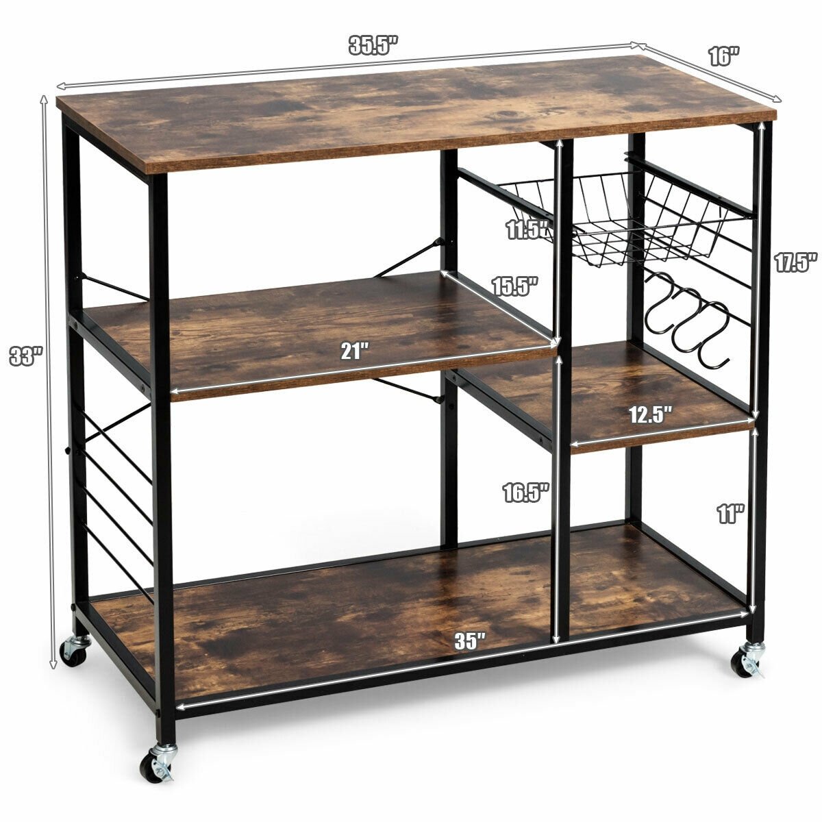 Rolling Industrial Kitchen Baker’s Storage Shelf, Brown Baker's Racks   at Gallery Canada