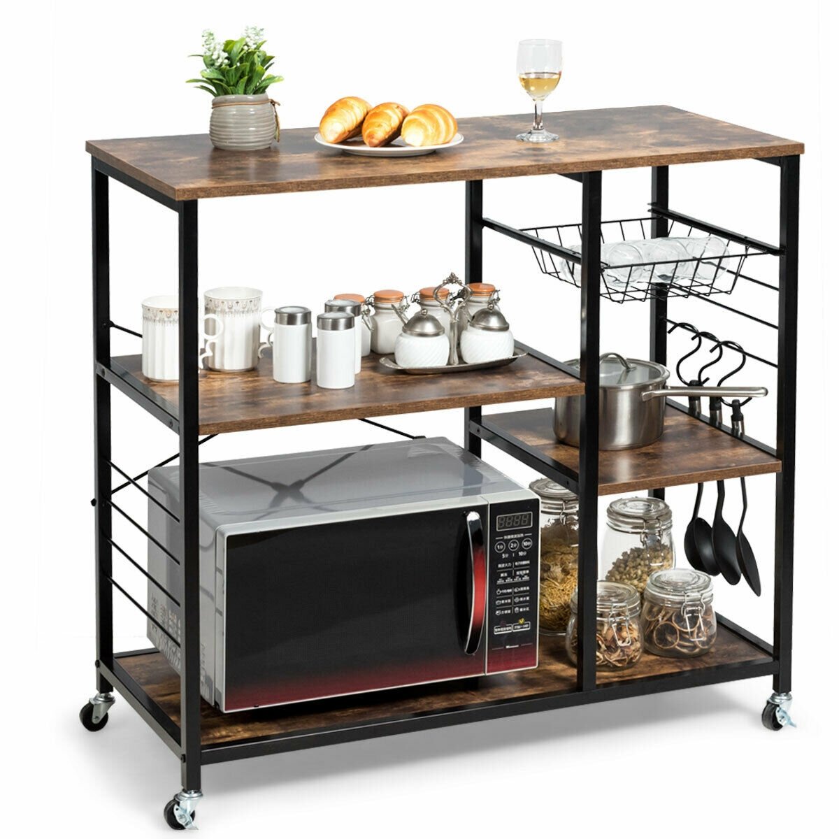 Rolling Industrial Kitchen Baker’s Storage Shelf, Brown Baker's Racks   at Gallery Canada