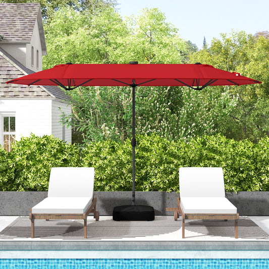 13FT Double-sided Patio Umbrella with Solar Lights for Garden Pool Backyard, Red - Gallery Canada
