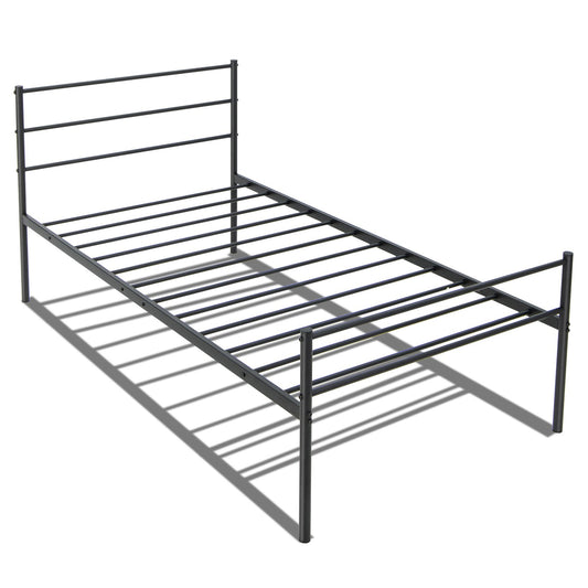 Twin Size Metal Bed Frame Platform with Headboard, Black - Gallery Canada