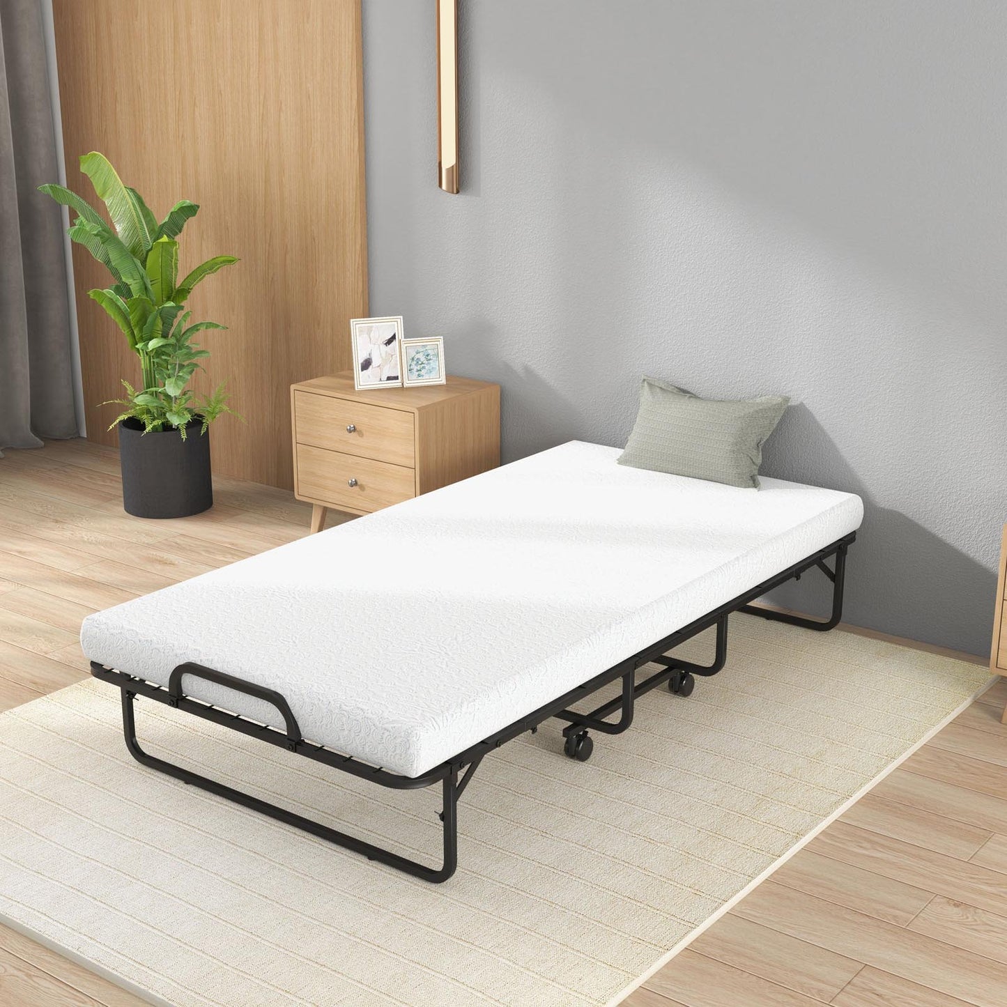 Twin Size Metal Folding Bed with Memory Foam Mattress - Gallery Canada