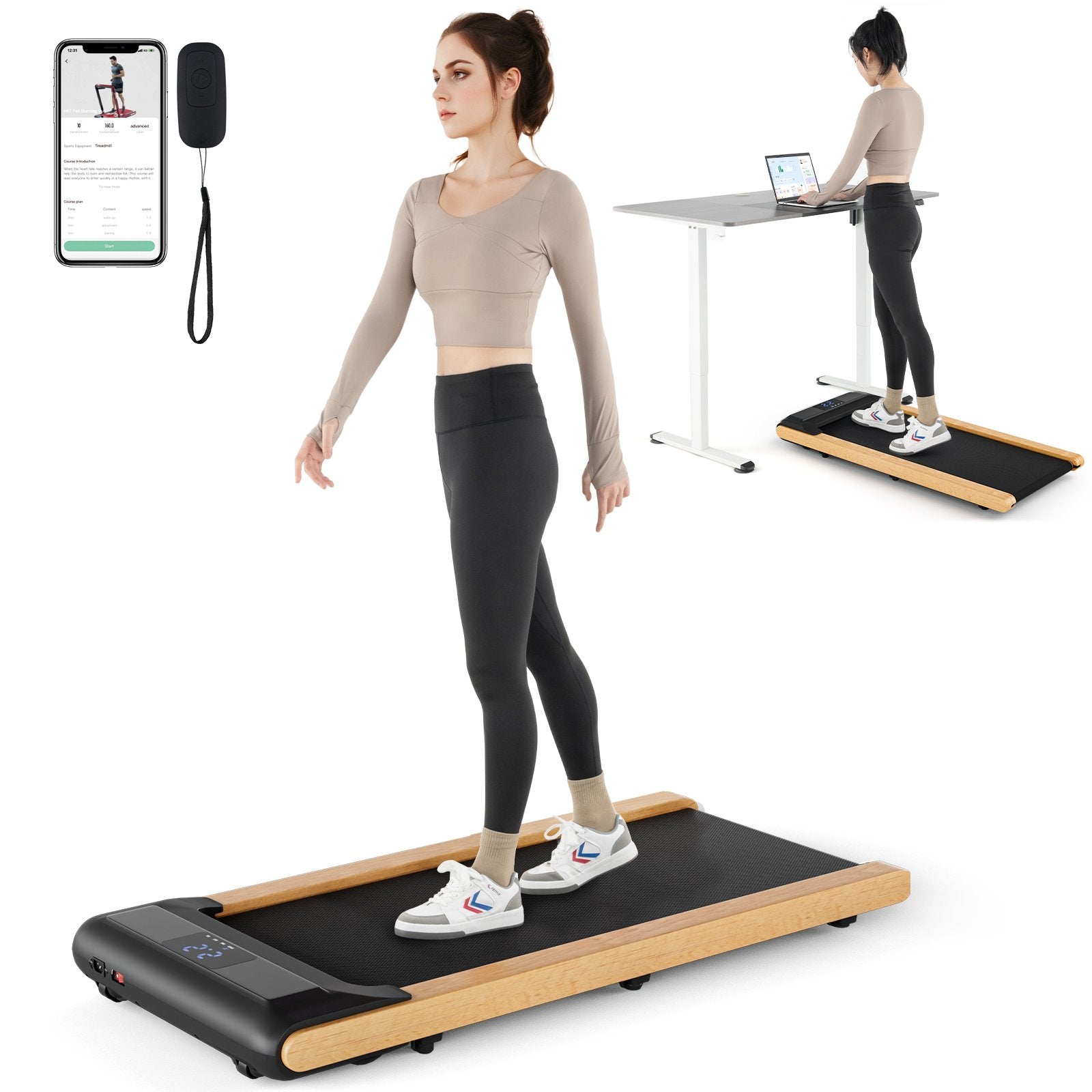 3-in-1 Walking Pad with Remote and Smart APP Control for Home Office, Black Treadmills   at Gallery Canada