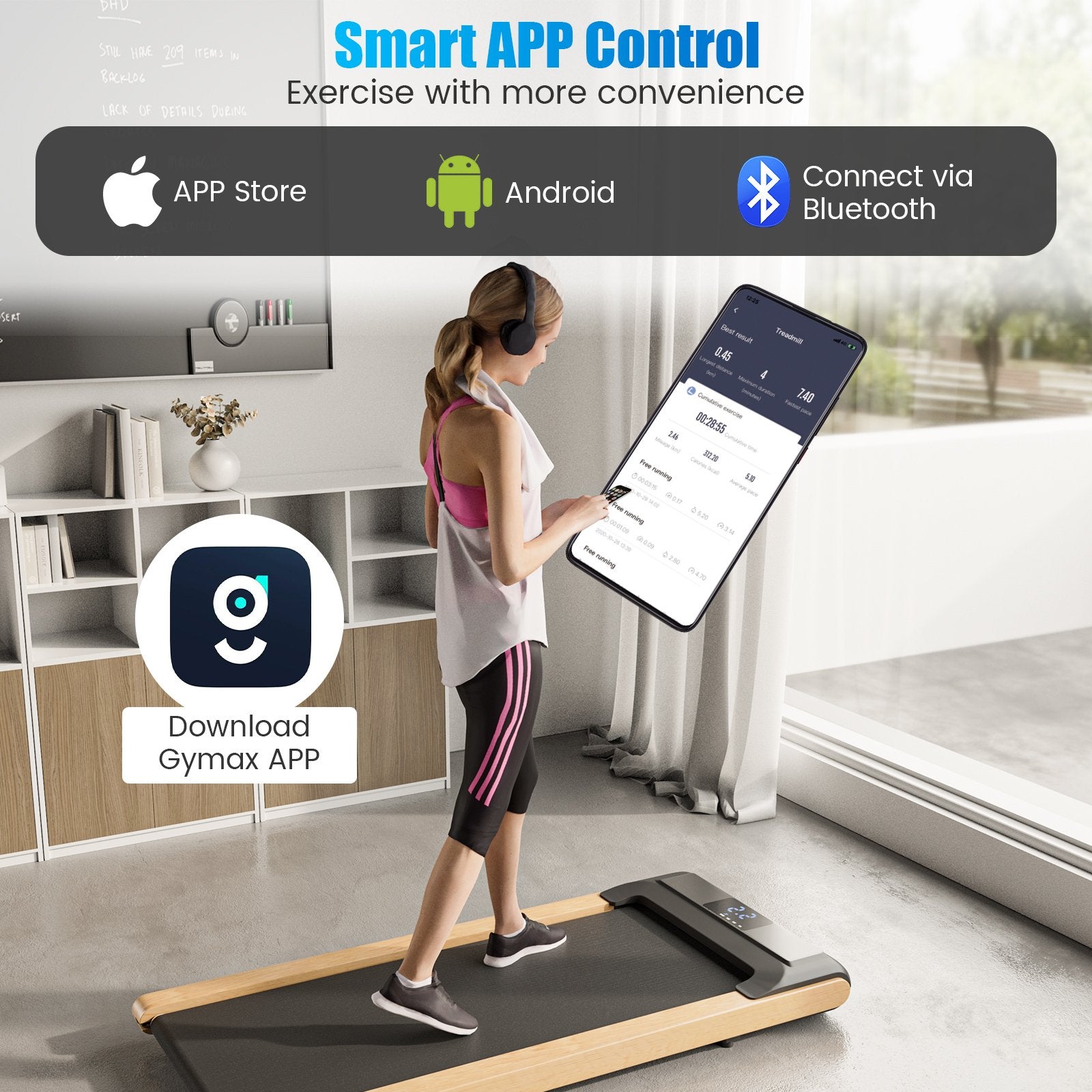 3-in-1 Walking Pad with Remote and Smart APP Control for Home Office, Black Treadmills   at Gallery Canada