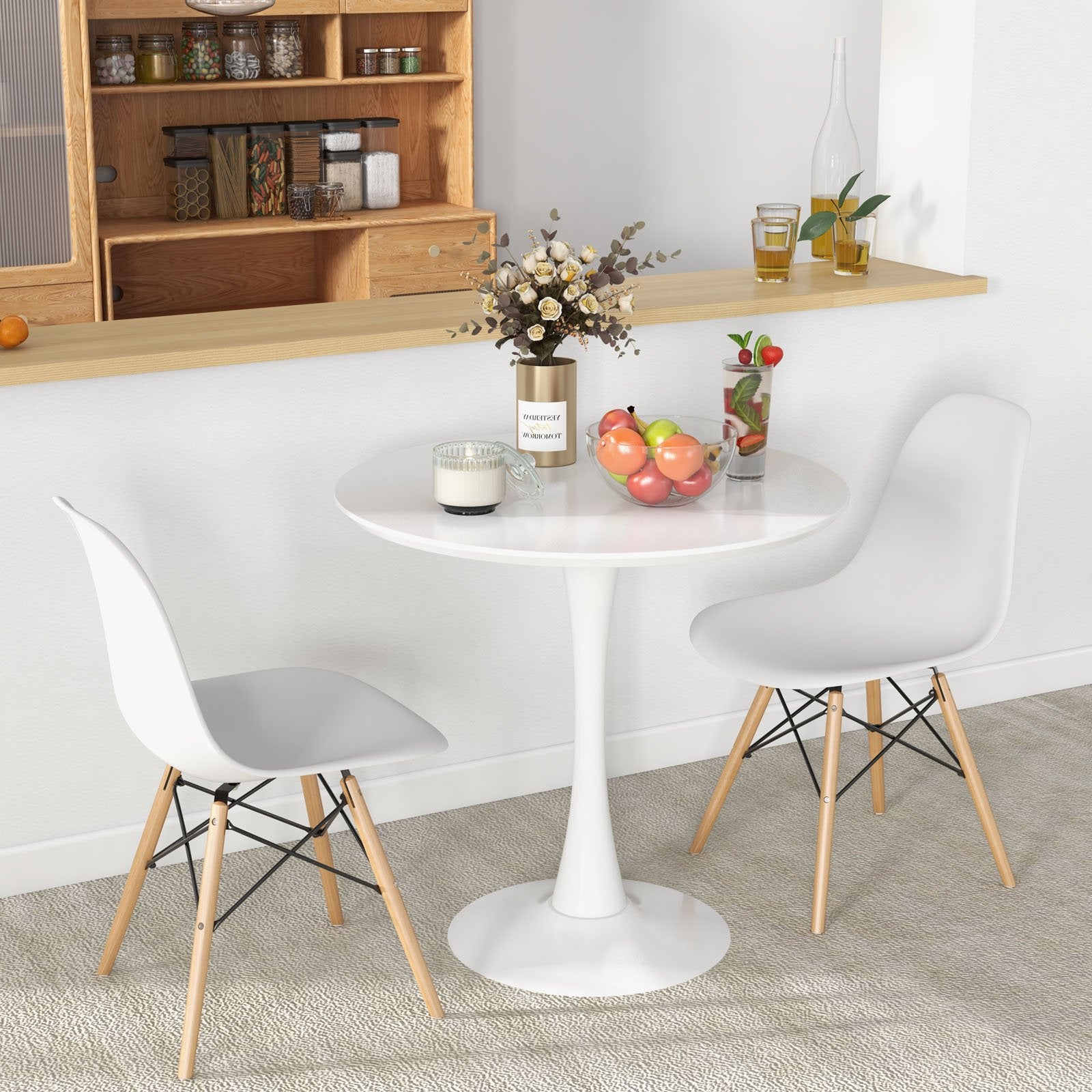 32 Inch Modern Tulip Round Dining Table with MDF Top, White Dining Tables   at Gallery Canada