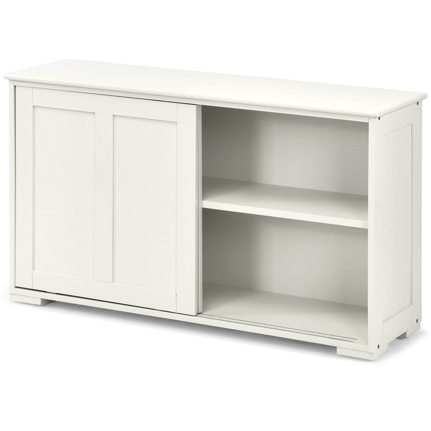 Kitchen Storage Cupboard Cabinet with Sliding Door-Antique White, White Sideboards Cabinets & Buffets   at Gallery Canada