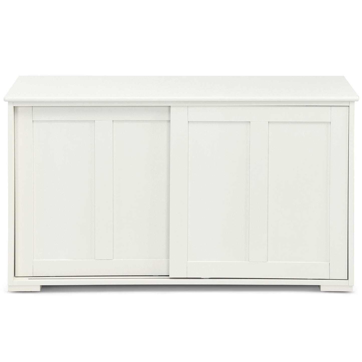 Kitchen Storage Cupboard Cabinet with Sliding Door-Antique White, White Sideboards Cabinets & Buffets   at Gallery Canada