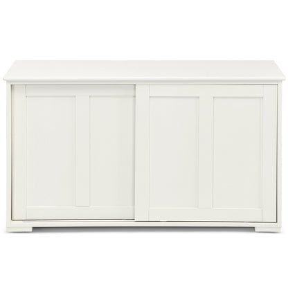 Kitchen Storage Cupboard Cabinet with Sliding Door-Antique White, White Sideboards Cabinets & Buffets   at Gallery Canada