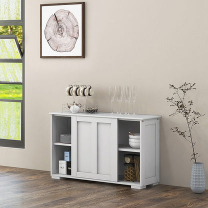 Kitchen Storage Cupboard Cabinet with Sliding Door-Antique White, White Sideboards Cabinets & Buffets   at Gallery Canada