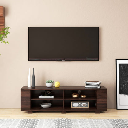 59 Inch Console Storage Entertainment Media Wood TV Stand, Walnut Entertainment Centers & TV Stands   at Gallery Canada