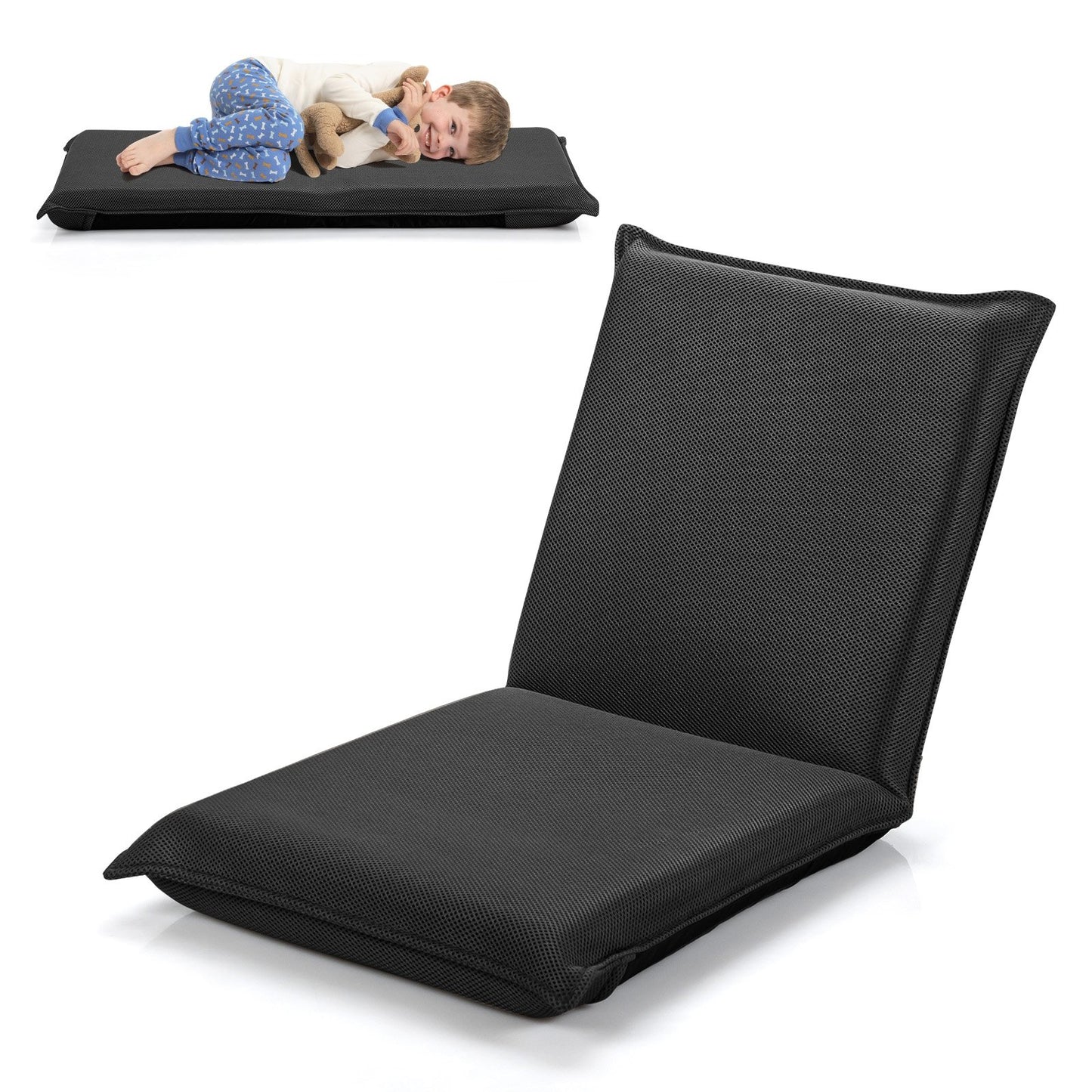 Adjustable 6 positions Folding Lazy Man Sofa Chair Floor Chair, Black Floor Chairs   at Gallery Canada