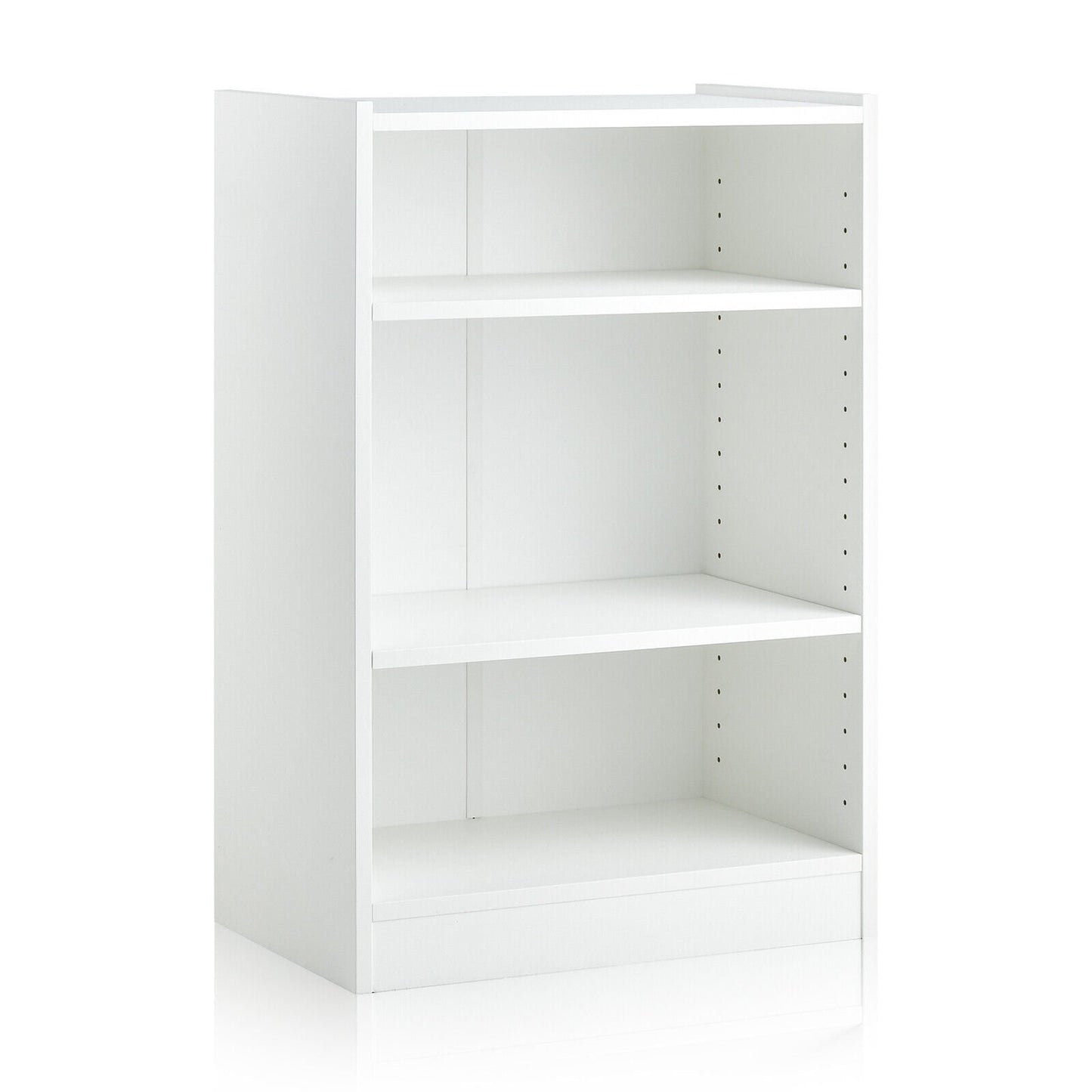 3-Tier Bookcase Open Display Rack Cabinet with Adjustable Shelves, White - Gallery Canada