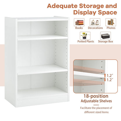 3-Tier Bookcase Open Display Rack Cabinet with Adjustable Shelves, White Bookcases   at Gallery Canada