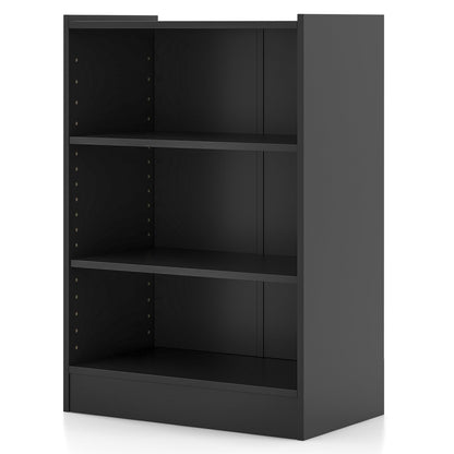 3-Tier Bookcase Open Display Rack Cabinet with Adjustable Shelves, Black Bookcases   at Gallery Canada