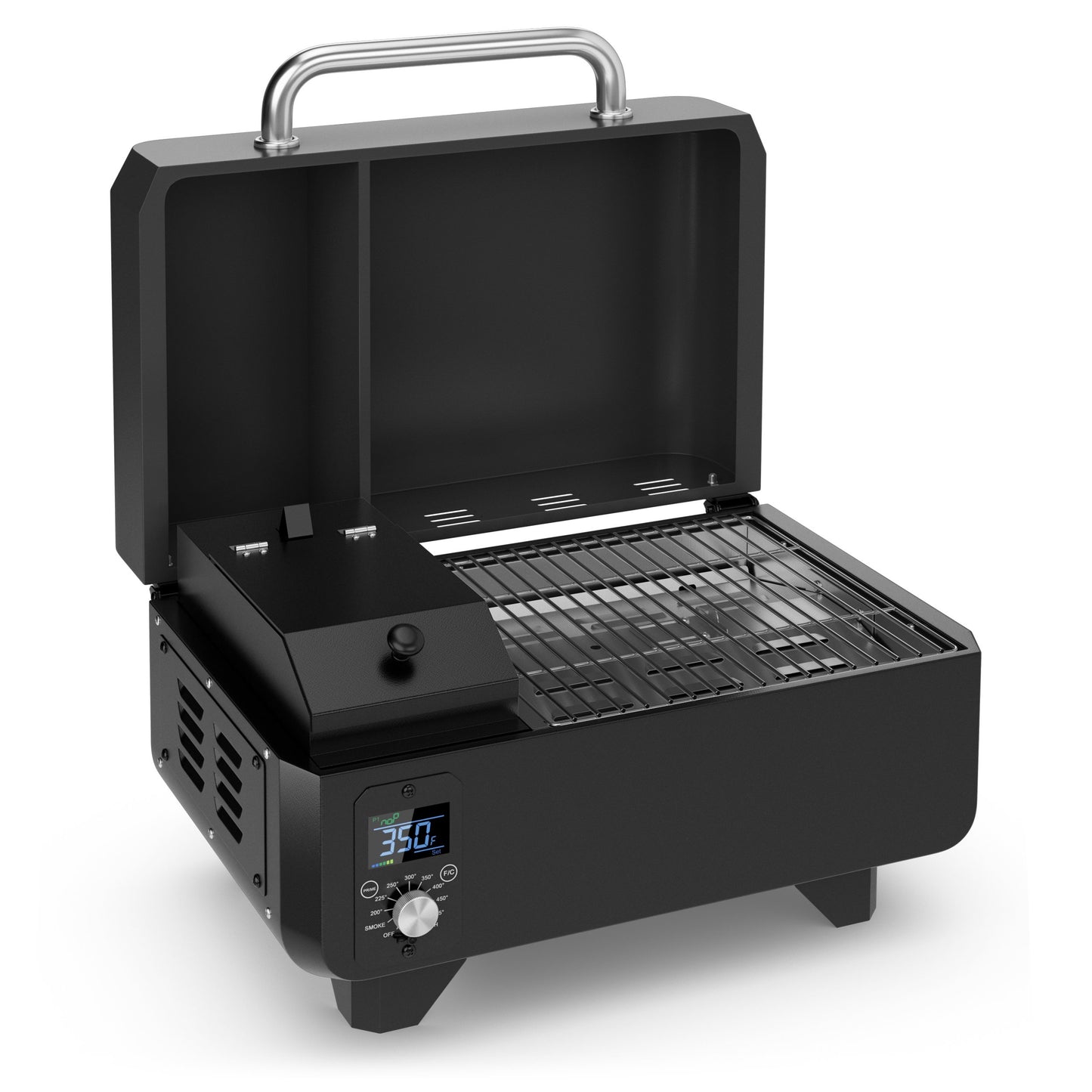 Outdoor Portable Tabletop Pellet Grill and Smoker with Digital Control System for BBQ, Black - Gallery Canada