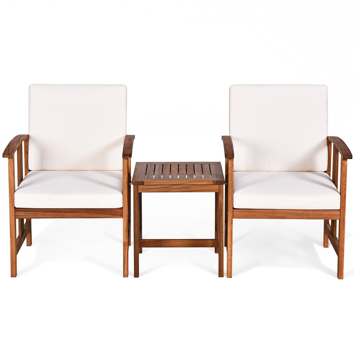 3 Pcs Solid Wood Outdoor Patio Sofa Furniture Set, White Patio Conversation Sets   at Gallery Canada