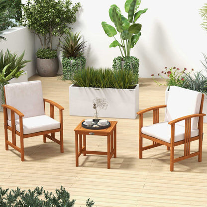 3 Pcs Solid Wood Outdoor Patio Sofa Furniture Set, White Patio Conversation Sets   at Gallery Canada