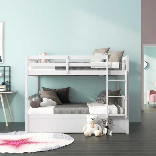 Full over Full Bunk Bed Platform Wood Bed, White - Gallery Canada