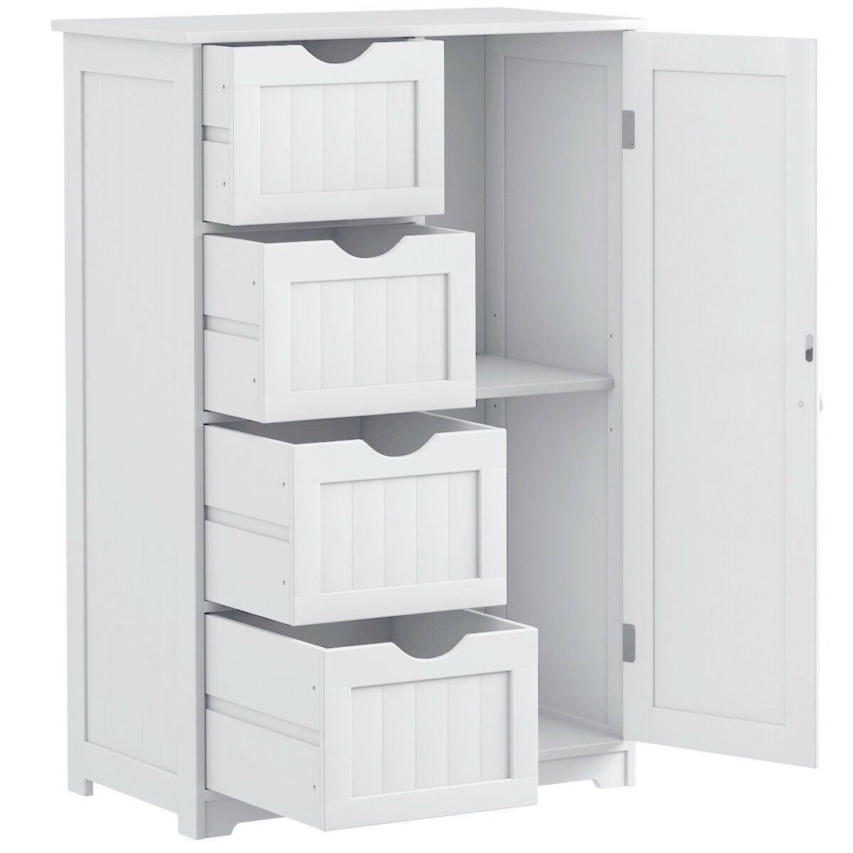 Standing Indoor Wooden Cabinet with 4 Drawers, White Floor Cabinets   at Gallery Canada