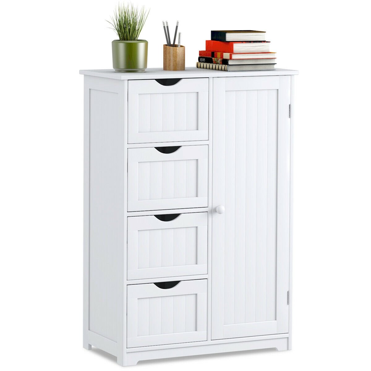 Standing Indoor Wooden Cabinet with 4 Drawers, White - Gallery Canada