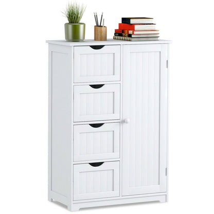 Standing Indoor Wooden Cabinet with 4 Drawers, White Floor Cabinets   at Gallery Canada