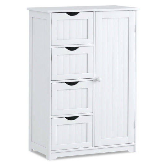 Standing Indoor Wooden Cabinet with 4 Drawers, White Floor Cabinets   at Gallery Canada