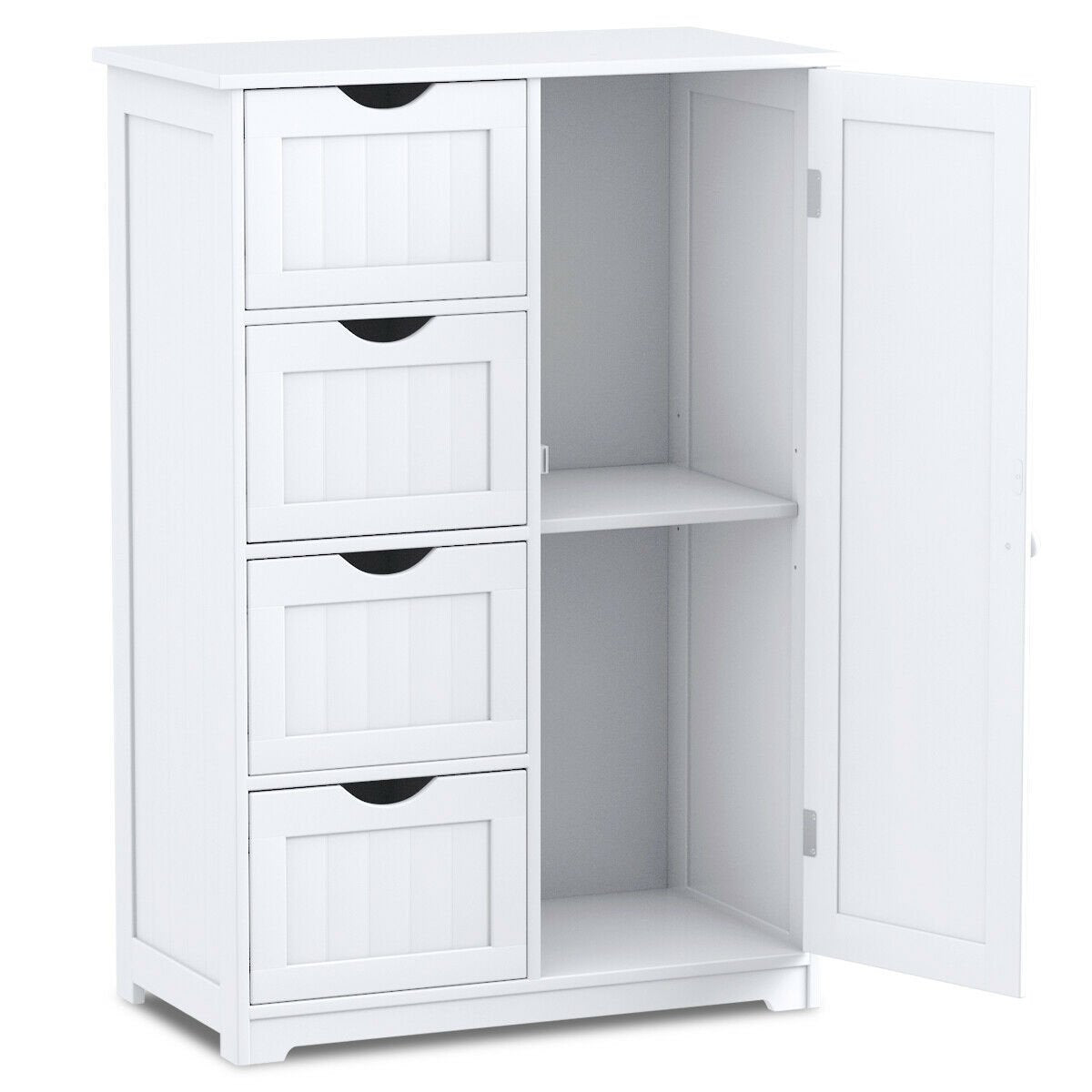 Standing Indoor Wooden Cabinet with 4 Drawers, White Floor Cabinets   at Gallery Canada