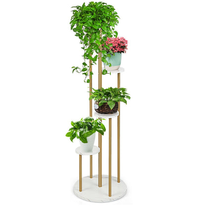 4-Tier 48.5 Inch Metal Plant Stand, White Plant Stands   at Gallery Canada