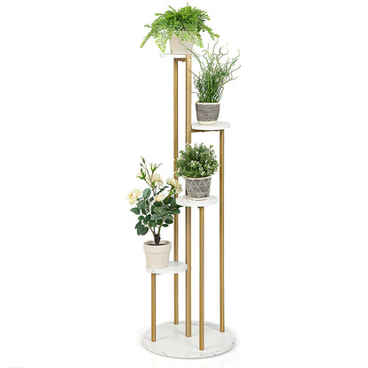 4-Tier 48.5 Inch Metal Plant Stand, White Plant Stands   at Gallery Canada