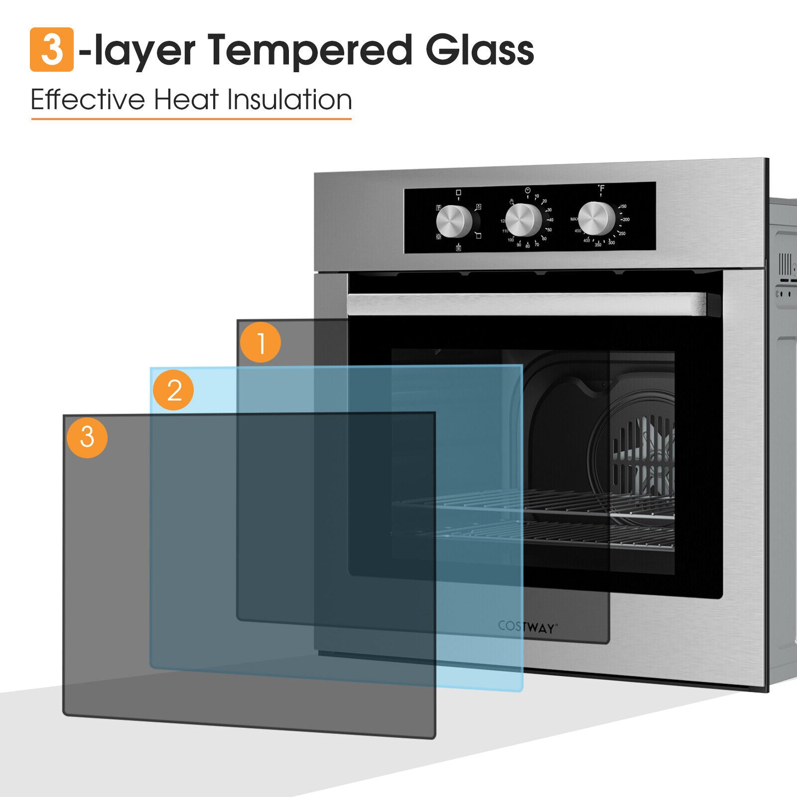 24 Inch Single Wall Oven 2.47Cu.ft with 5 Cooking Modes, Silver Toaster Ovens at Gallery Canada