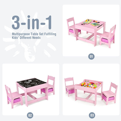 Kids Table Chairs Set With Storage Boxes Blackboard Whiteboard Drawing, Pink Kids Table & Chair Sets   at Gallery Canada