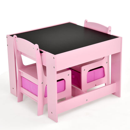 Kids Table Chairs Set With Storage Boxes Blackboard Whiteboard Drawing, Pink Kids Table & Chair Sets   at Gallery Canada