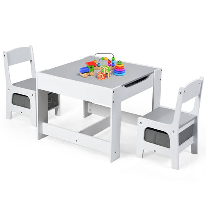 Kids Table Chairs Set With Storage Boxes Blackboard Whiteboard Drawing, White Kids Table & Chair Sets   at Gallery Canada