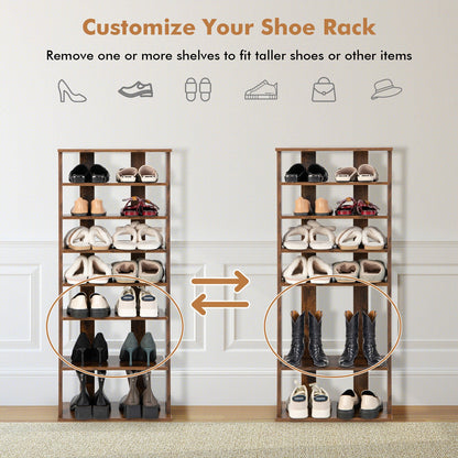 7 Tiers Vertical Shoe Rack for Front Door, Rustic Brown - Gallery Canada